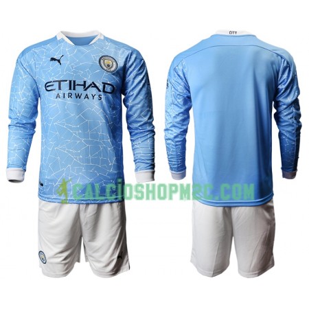 Manchester City Bambino Maglia Prima 2020/2021 Manica Lunga (+ Pantaloncini)